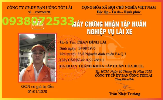 thẻ tập huấn tài xế của hợp tác xã